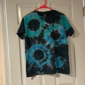 Black, Turquoise, and Blue Tie Dye Tee